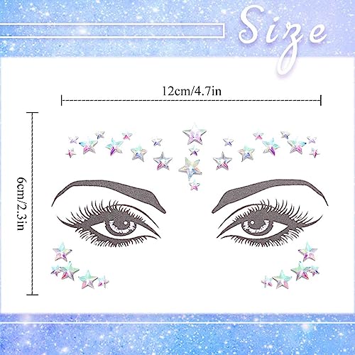 Crystal Rhinestone Face Stickers Set - Star Moon Mermaid Gems