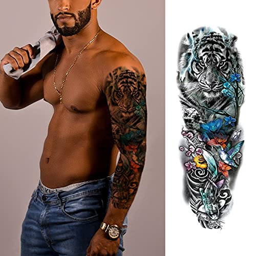 Halloween Full Arm Temporary Tattoos - 12 Sheets Waterproof