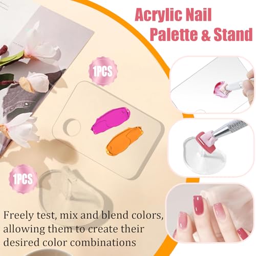 200 Pcs Ombre Nail Sponge Kit with Grabbing Pen, Acrylic Palette & Stand
