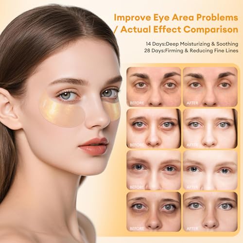 Gold Hydrogel Eye Patches for Puffy Eyes & Dark Circles - 60 PCS