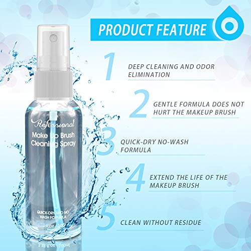 Makeup Brush Cleaner Spray - Quick Dry, No-Wash Deep Clean