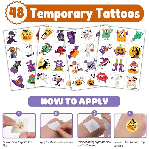Halloween Party Favors 72 Pc Set - 48 Tattoos & 24 Punch Balloons