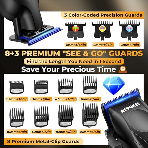 Professional Cordless Hair Clippers Set with DLC Blades & LED Display