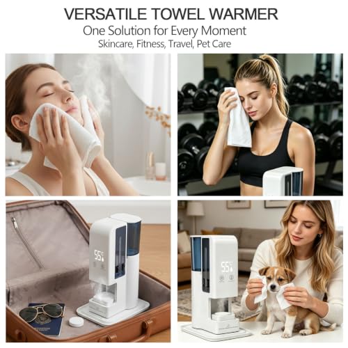 Hot Towel Dispenser with 100 Compressed Towels – 3-Sec Fast Heat