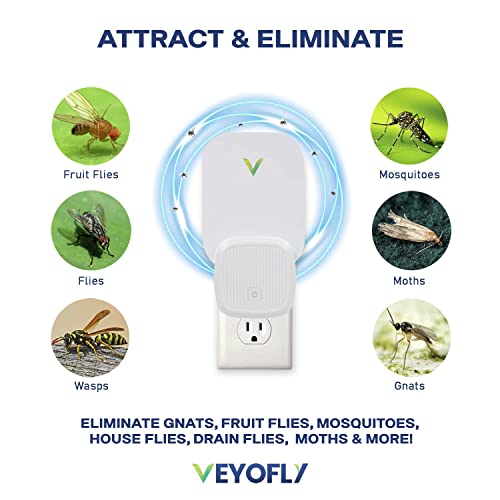 VEYOFLY Fly Trap Indoor Refill, Fruit Fly Traps for Indoors, Gnat Traps for House Indoor, Fly Catcher Indoor, Fly Trap, Plug in Catch for Fruit Flies, Moths, Gnats, Mosquito Trap (Pack of 5 Refills)