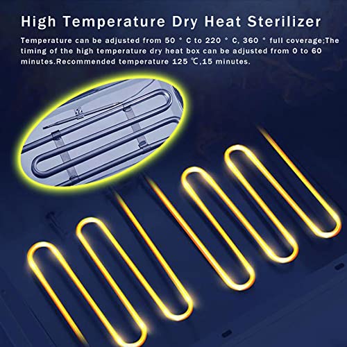 High Temperature Cleaning Box 300W 1.5L with Timer Dry Heat Sterilizer Cabinet Equipment with Stainless Tray For Nail Tool Spa Pedicure Hairdressing Metal Tools with Handle