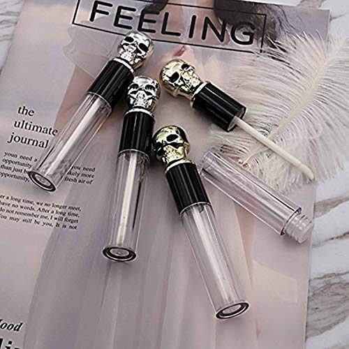 6 Pack 10ml Empty Lip Gloss Tubes with Skull Cap & Brush