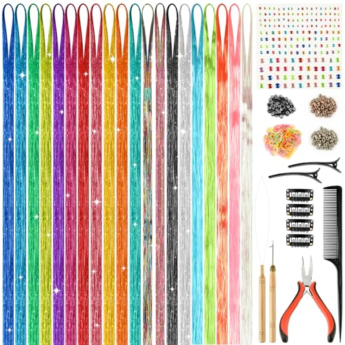 Hair Tinsel Kit 20 Colors 4000 Strands 47 Inches