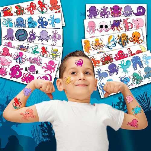 100 PCS Octopus Temporary Tattoos - Ocean Party Favors