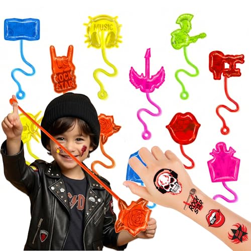 48 PCS Rock Party Favors Kit – Stick Hands & Tattoos