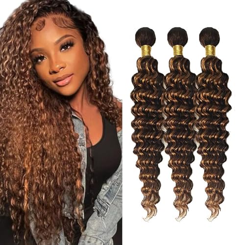Freiuoke 300g P4/30 Deep Wave Human Hair Bundles - 26, 28, 30 Inch