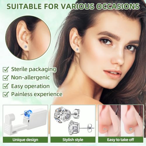 24 Pcs Ear Piercing Kit - Self Piercing Gun with Earrings & Pads