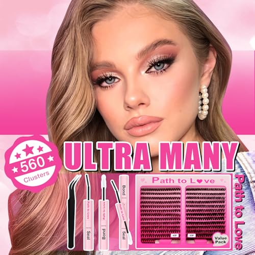560pcs Lash Clusters Kit with Bond, Seal & Tweezers