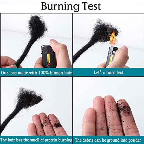 0.8cm Width 10Inch 60 Strands Dreadlock Extensions Real Human Hair 100% Handmade Permanent Loc Extensions Human Hair for Women/Men Can Be Curled and Bleached(width 0.8cm #1B color)