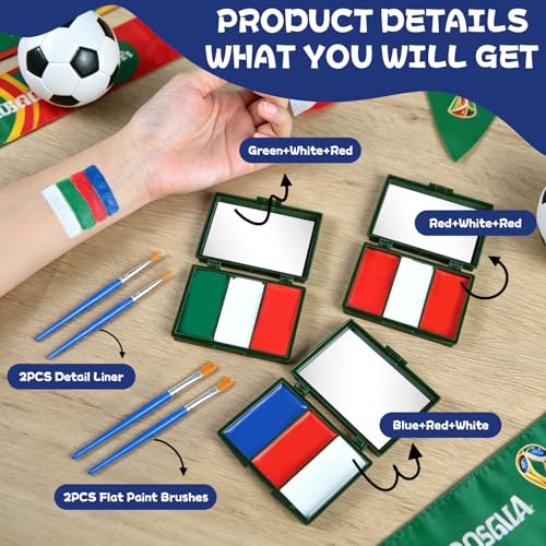 Face Paint Kit with Brushes - 3 Colors for Sports & Events