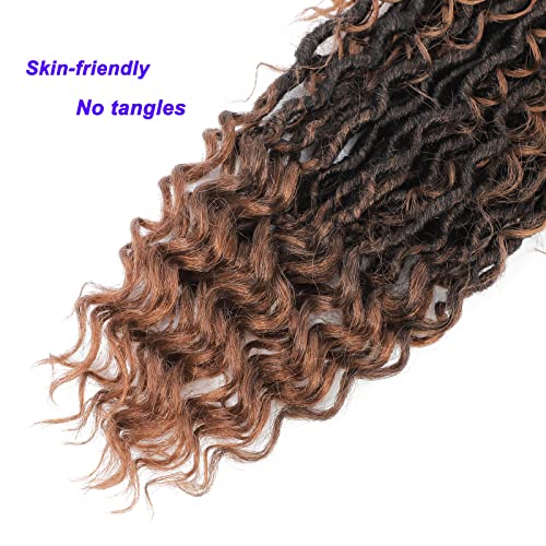 6 Packs Goddess Faux Locs Crochet Hair, Goddess Locs Crochet Hair for Black Women, Culy Boho Style Braids (22 Inch, T1B/30)