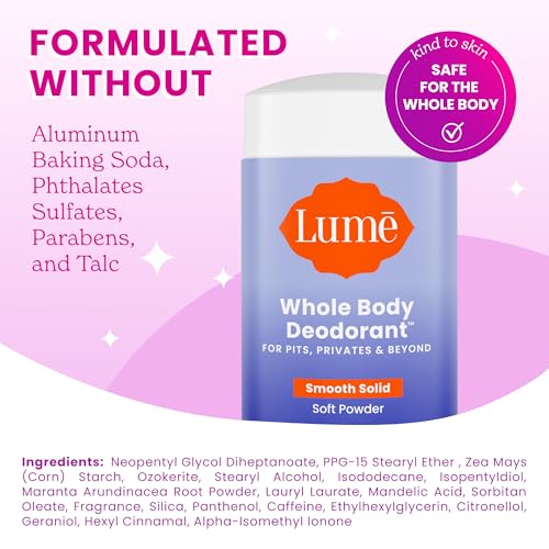 Lume Whole Body Deodorant Stick 2.6 oz 2-Pack, 72 Hour Odor Control