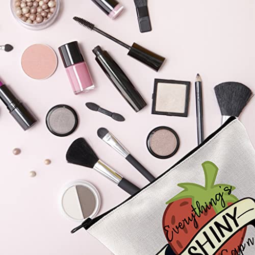 Strawberry Makeup Bag with Metal Zipper – Canvas Cosmetics Pouch