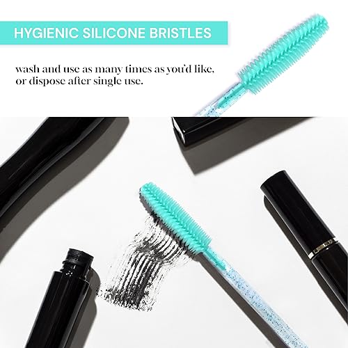 Disposable Silicone Mascara Wands - 50 Pack Eyelash Applicators