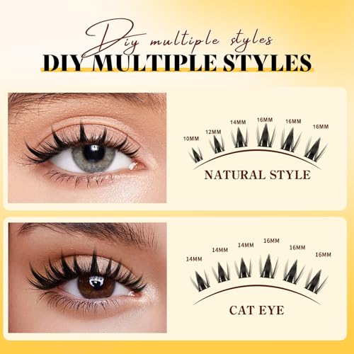 QUEWEL Manga Lash Clusters Kit 140pcs 10-18mm w/ Bond & Seal
