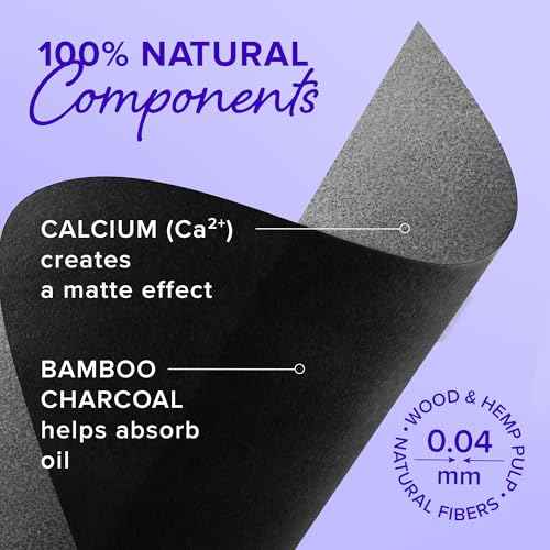 MAREE Oil Blotting Sheets for Face (100 Sheets) - Mineral Blotting Papers For Face with Bamboo Charcoal - Maximum Absorption & Shine Control - Makeup-Friendly Wipes for Oily Skin