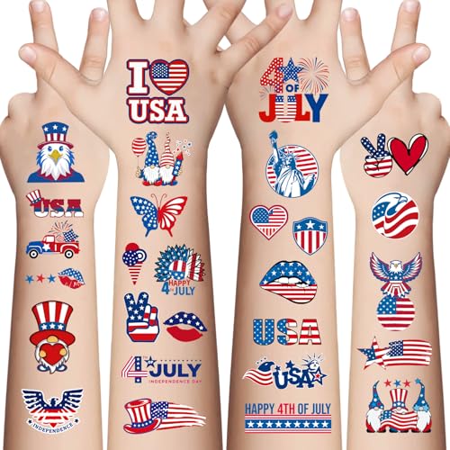4th of July Temporary Tattoos - 80 Pcs Patriotic