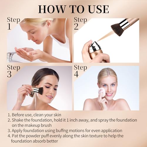 Airbrush Foundation Makeup - Buildable Coverage, Moisturizing Formula