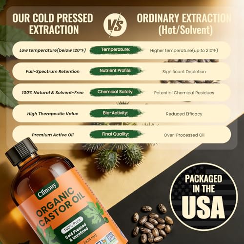Organic Castor Oil 16oz - Cold-Pressed, Hexane-Free, USDA Certified