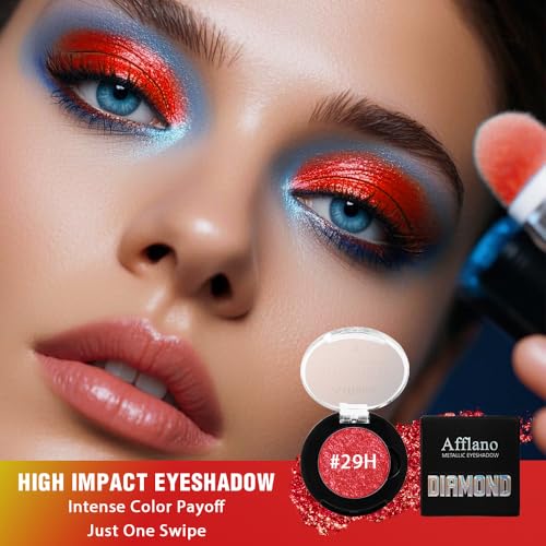 Afflano Red Glitter Eyeshadow - Diamond Metallic Pigmented