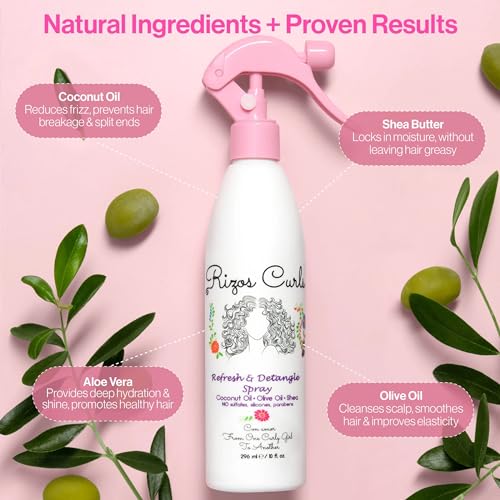 Rizos Curls Refresh & Detangle Spray - Coconut Oil Leave-In Conditioner
