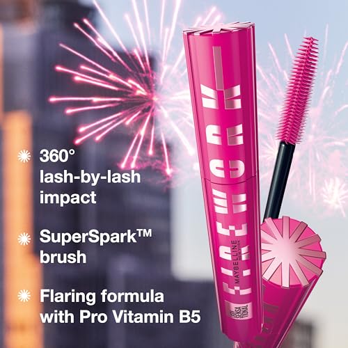 Maybelline Lash Sensational Firework Waterproof Mascara, Lengthening & Volumizing Mascara for up to 24HR wear, Very Black, 1 Count