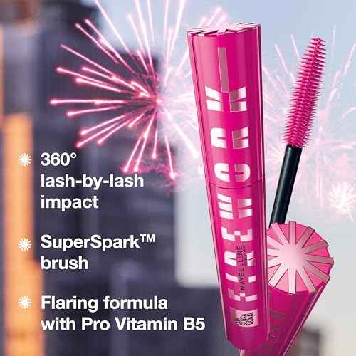 Maybelline Lash Sensational Firework Washable Mascara, Lengthening & Volumizing Mascara for up to 24HR wear, Blackest Black, 1 Count