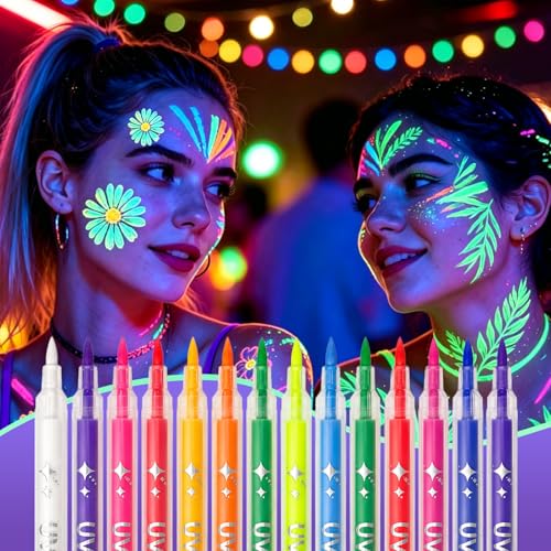 14-Color Glow in the Dark Face & Body Paint Markers