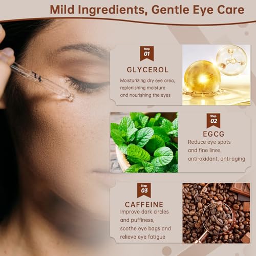 Caffeine Solution 5% + EGCG For Dark Circles & Puffiness, 30ML Anti Aging Caffeine Under Eye Serum For Eye Bags, Fine Lines, Moisturizing Caffeine Solution.