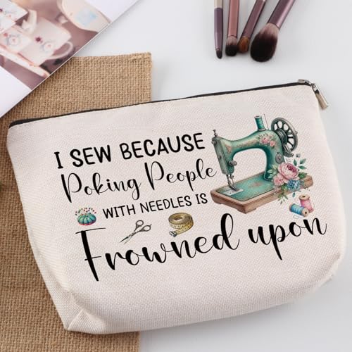 Sewing Gifts Makeup Bag for Sewing Lovers Quilting Gifts for Quilters Hostess Gift Ideas for Women Mother Grandma Christmas Birthday Travel Zipper Pouch