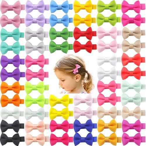 Toddler Hair Bows for Girls: 4.5cm Grosgrain Ribbon Lined Clips 60Pcs (30 pairs)