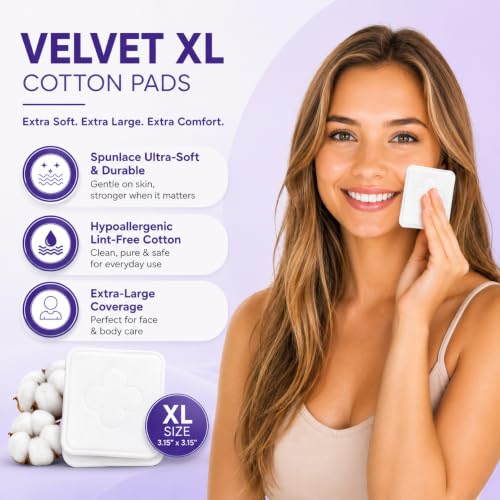 CALLA BEAUTY Large XL Square Cotton Pads - 300 Count Spunlace Face Pads