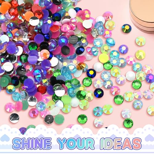 42-Color Jelly Rhinestones Kit with Glue – 34,000pcs 3mm AB Coated Gems for Nails, Crafts, Diamond Painting