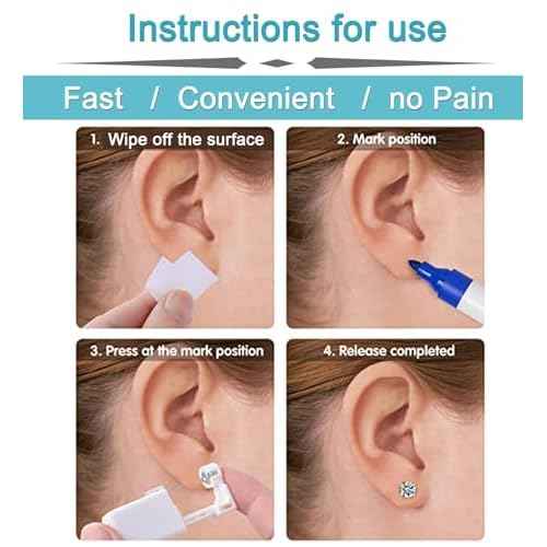 QWALIT Gold Ear Piercing Kit Gold Ear Piercing Gun Kit Disposable Self Piercing Earring Gun with Earring Piercing Kits at Home