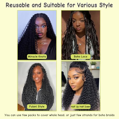 Bulvese Deep Wave Feather Crochet Hair 20 Inch 40 Strands Invisible Curly Braids for Black Women