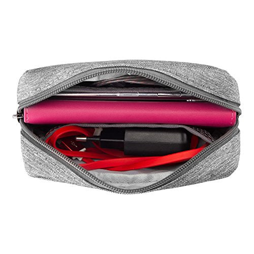 Small Makeup Bag & Tech Organizer Pouch - Grey