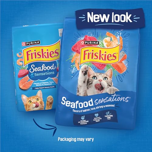 Friskies Seafood Sensations Dry Cat Food 22 lb Bag - Salmon, Tuna, Shrimp