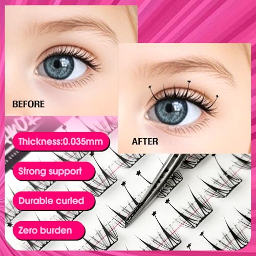 Star-Shaped Glueless Lashes Clusters for Halloween False Eyelashes Natural Look No Glue Needed