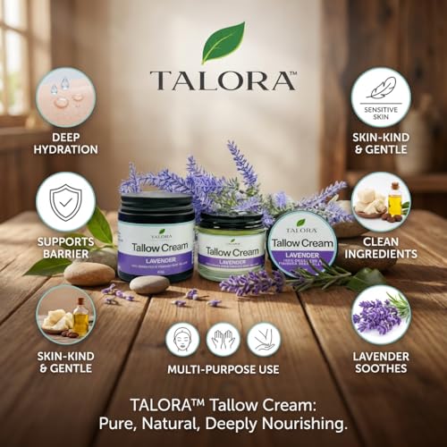 Tallow Cream: Lavender | 100% Grass-Fed & Finished Beef Suet Tallow Moisturizer with Organic Jojoba Oil | Deeply Nourishing | All-Natural Skin Cream for Dry & Sensitive Skin (2oz)