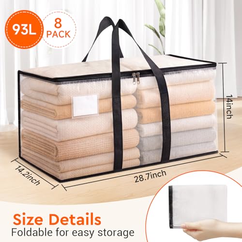 BlissTotes 93L Heavy Duty Moving Bags - 8 Pack (93L-8Packs) Large 28.7" x 14.2" x 14"