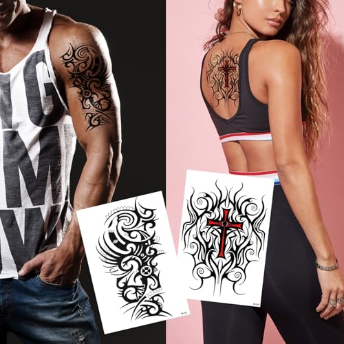 8-Sheet Waterproof Temporary Tattoos - Realistic Designs for Men & Women
