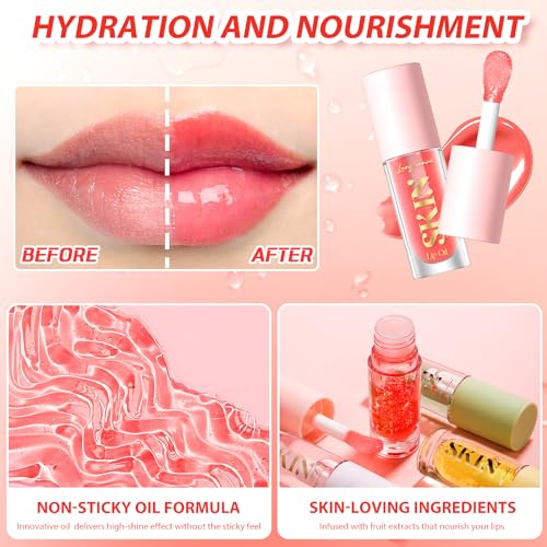 BANGFENG Lip Oil 2-Pack, Moisturizing Glossy Plumping Tint