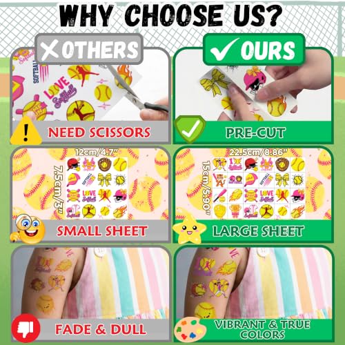 96 Softball Temporary Tattoos - Party Favors & Prizes