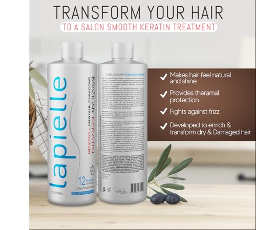 Lapielle - Brazilian Keratin Formaldehyde Free Hair Straightening Treatment - Ideal for Moisturizing Straight Hair and Eliminating Frizzy Hair - 16 oz