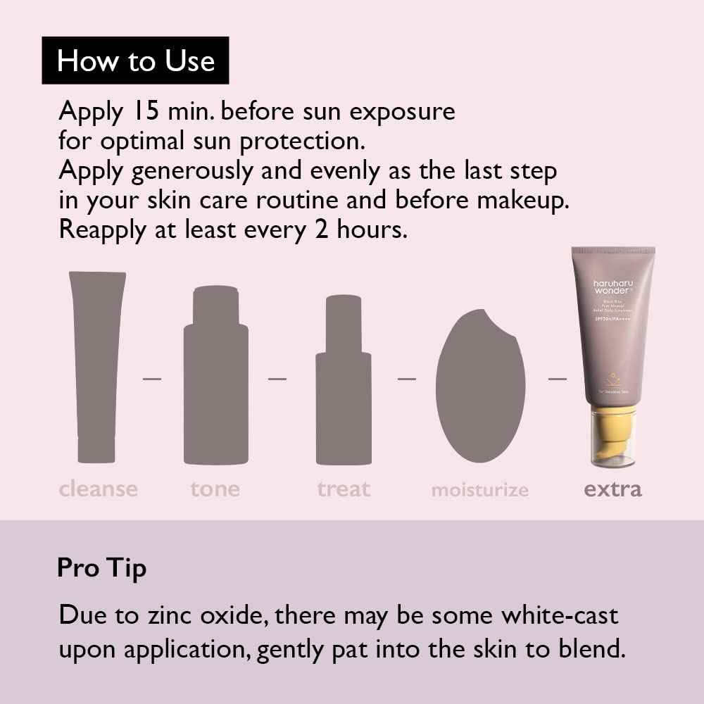 Haruharu Wonder Black Rice Pure Mineral Relief Daily Sunscreen 1.69 fl.oz (Pack of 2)